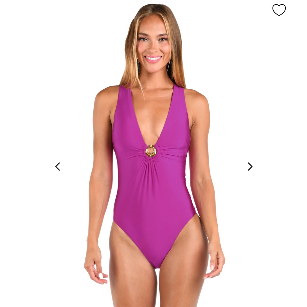 Sunshine 79 Sunshine Solids Keyhole V-Plunge One Piece - Bright Violet